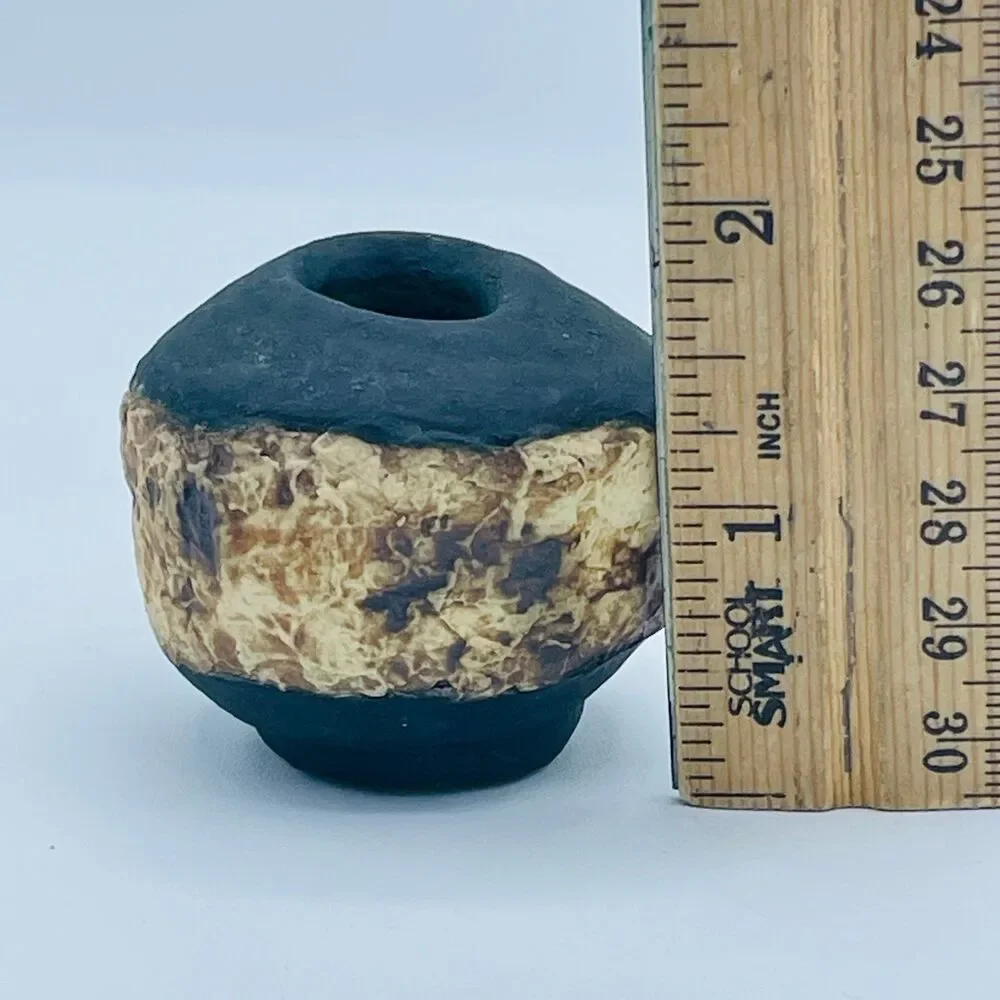 Vintage 1984 Signed Raku Pottery Mini Bud Vase GIN 2/84 Hand Thrown Art Ceramic